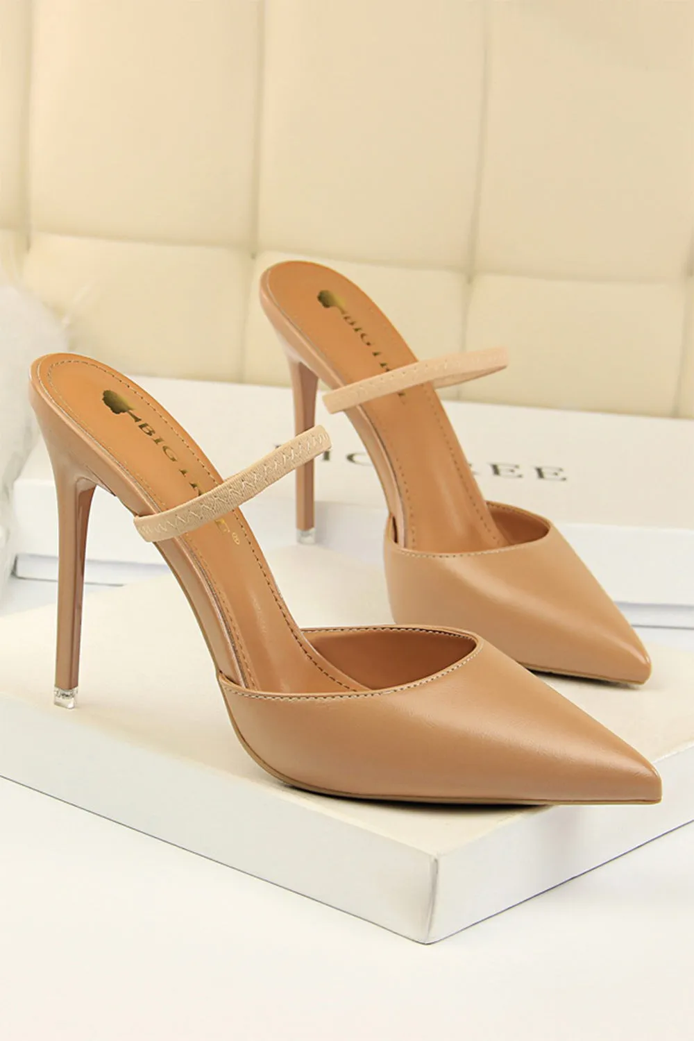 Apricot Stiletto Pointy Heels