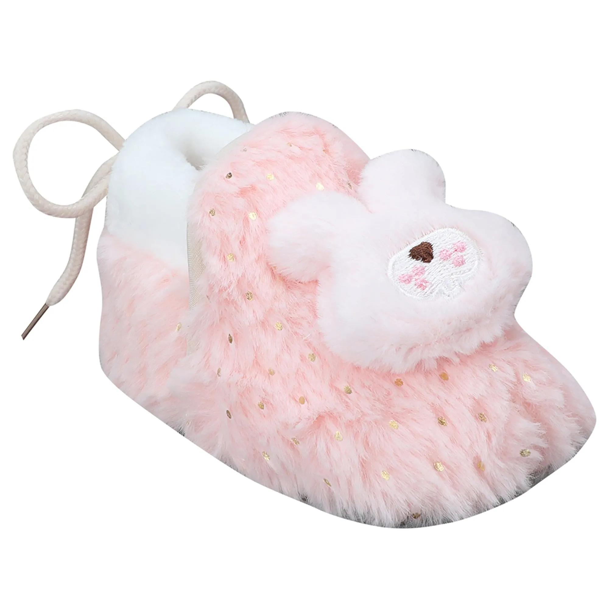 Baby Moo 3D Bunny Soft Slip-On Anti-Skid Plush Warm Booties - Pink