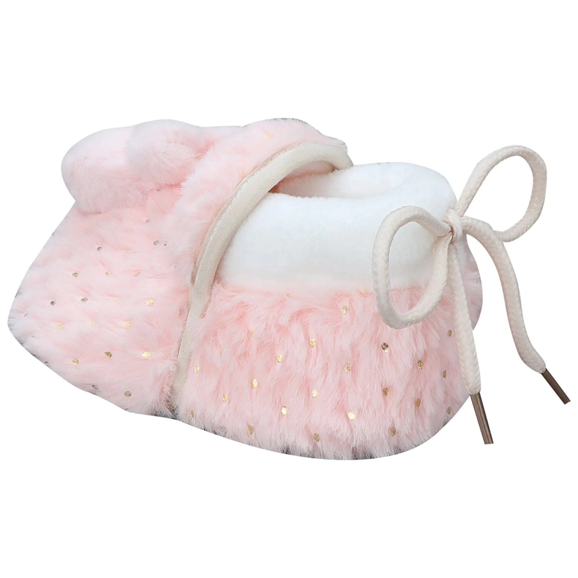 Baby Moo 3D Bunny Soft Slip-On Anti-Skid Plush Warm Booties - Pink