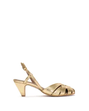 Banie 50 stiletto Crackled metallic goat Gold