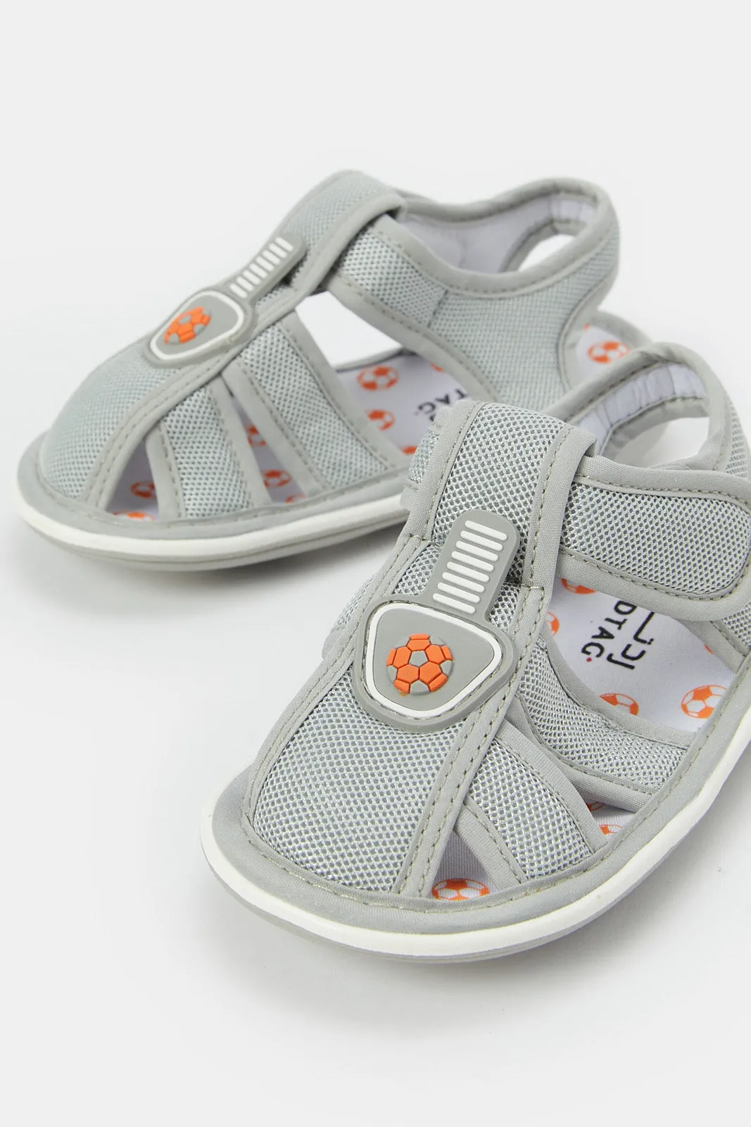 Boys Grey Embroidered Pump