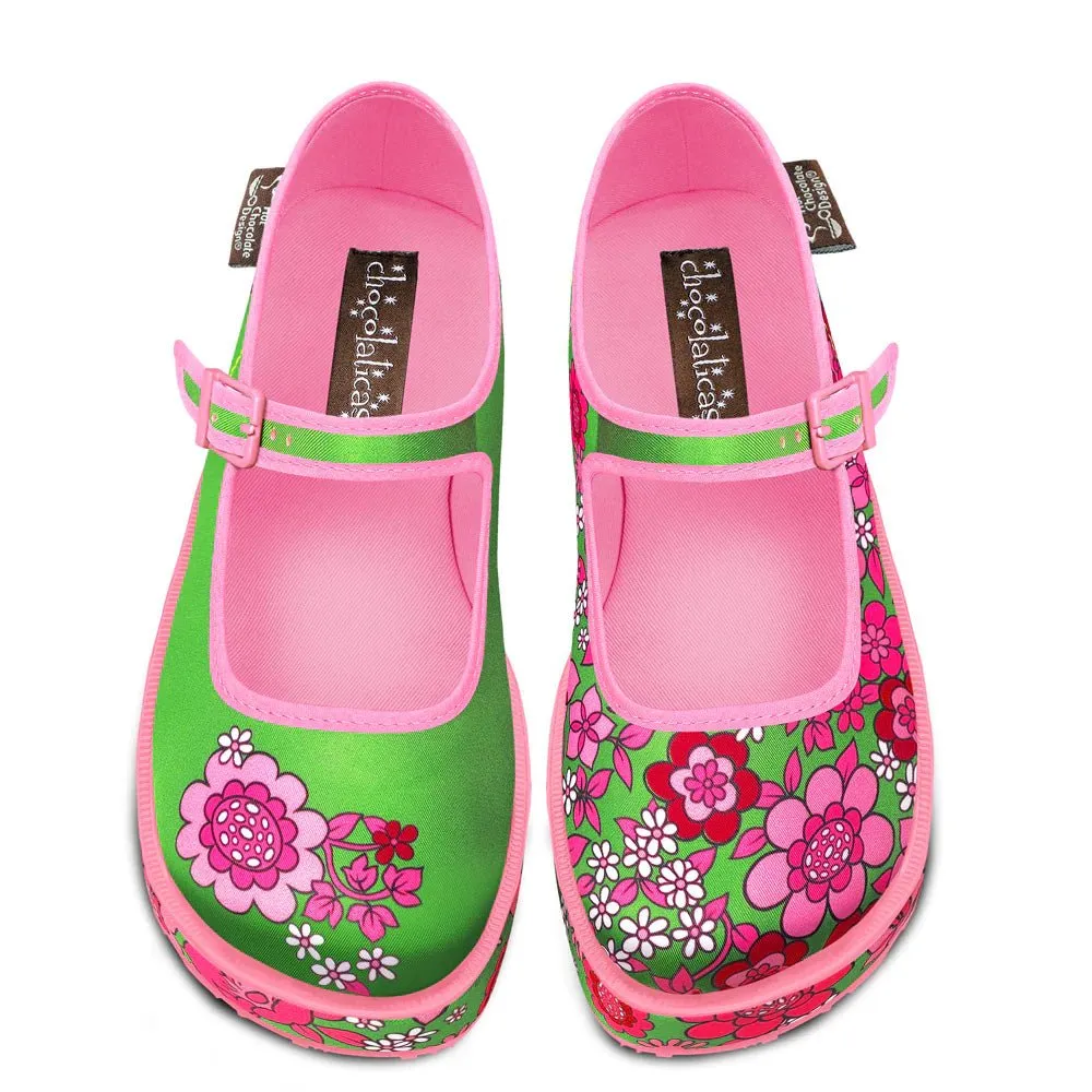 Chocolaticas® PINK FLOWER Women's Mary Jane Platform