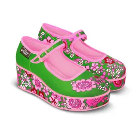 Chocolaticas® PINK FLOWER Women's Mary Jane Platform