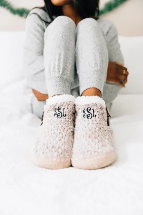 Cozy On The Couch Mauve Pink Slipper Booties