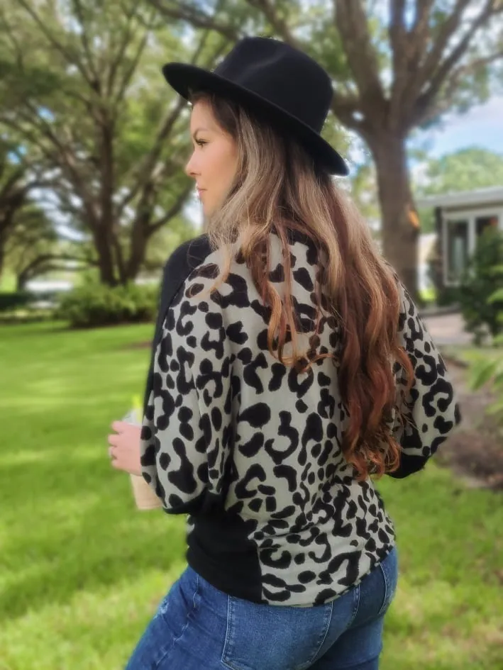 Curvy Cozy Leopard Dolman Top