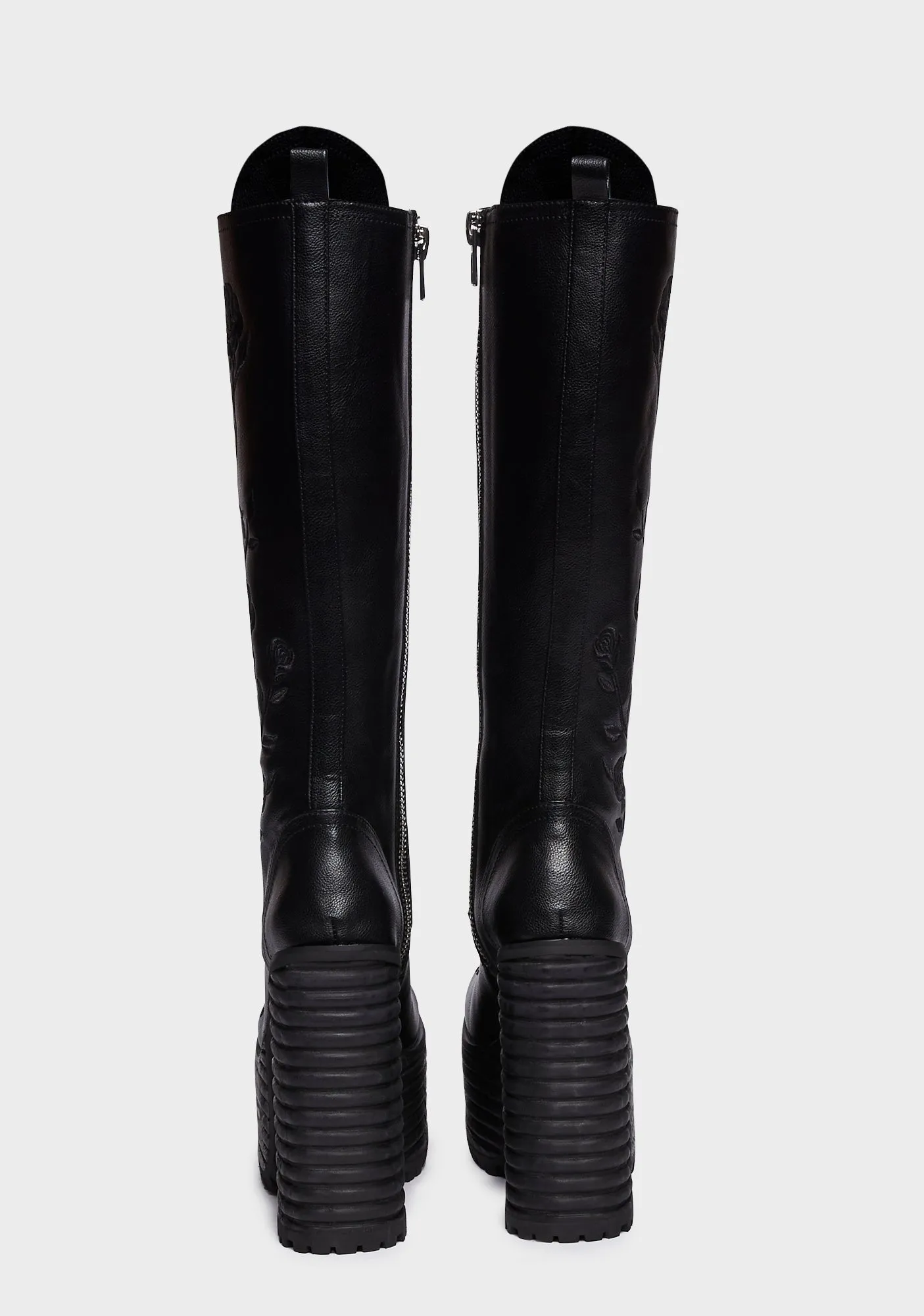 Dark Love Is A Rose Knee High Boots