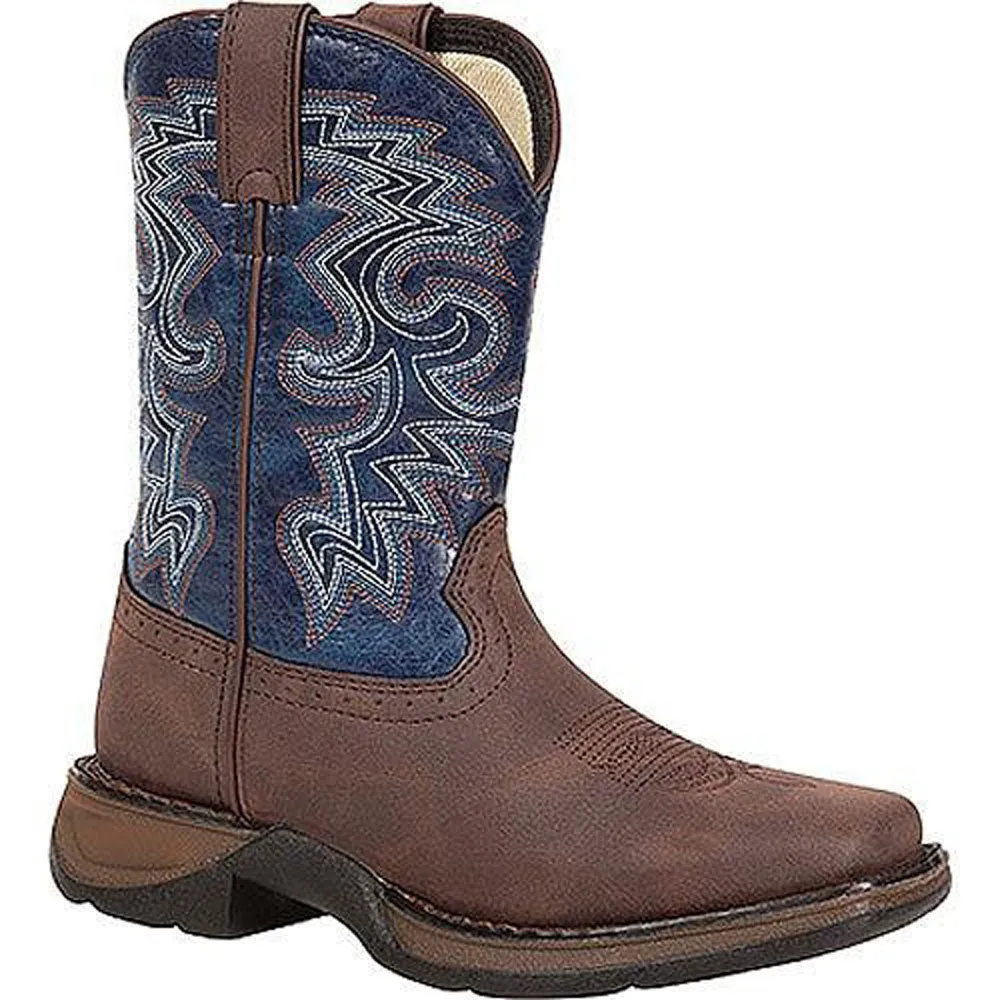 DWBT052 Durango Children's 8 Inch Western Cowboy Boot - Dark Brown & Navy