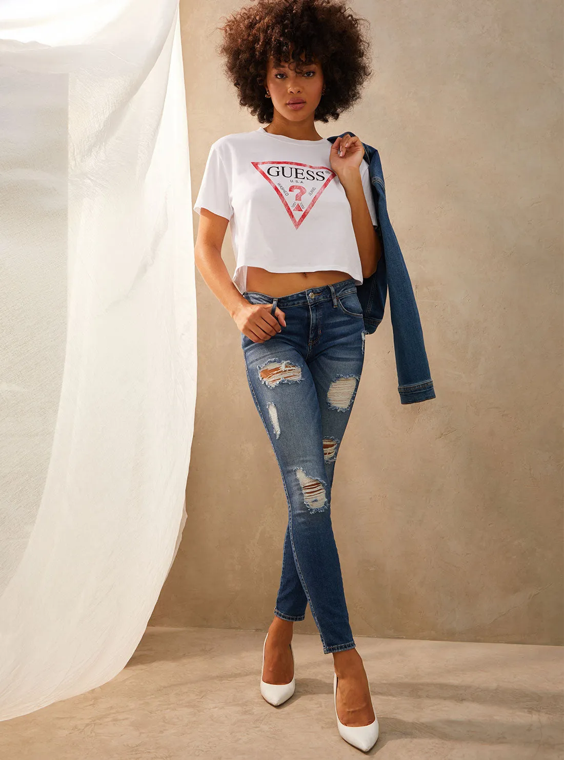 Eco White Cropped Logo T-Shirt