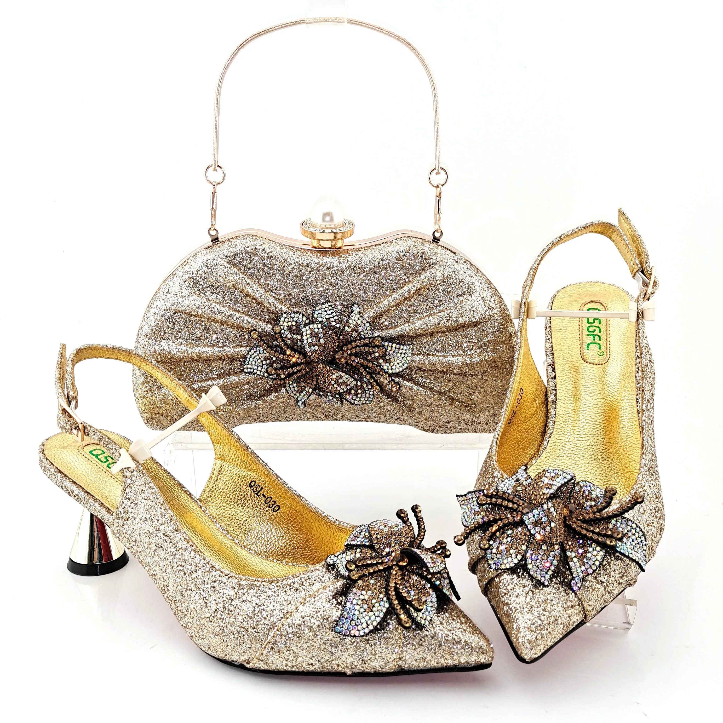 Elegant Party Women Shoes and Bag Set