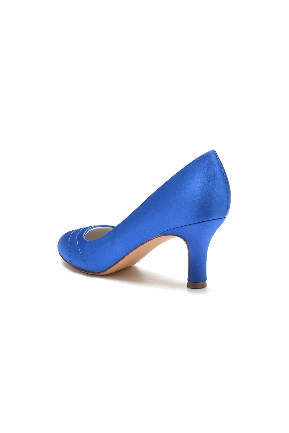 Elegant Royal Blue Satin Heels with Short Stiletto Heel