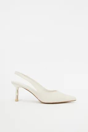 Ivory Slingback With Gold Heel