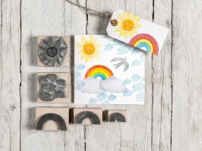 Rainbow, Sun and Clouds Rubber Stamps, Weather Stamps, Rubber Stamps for Card making