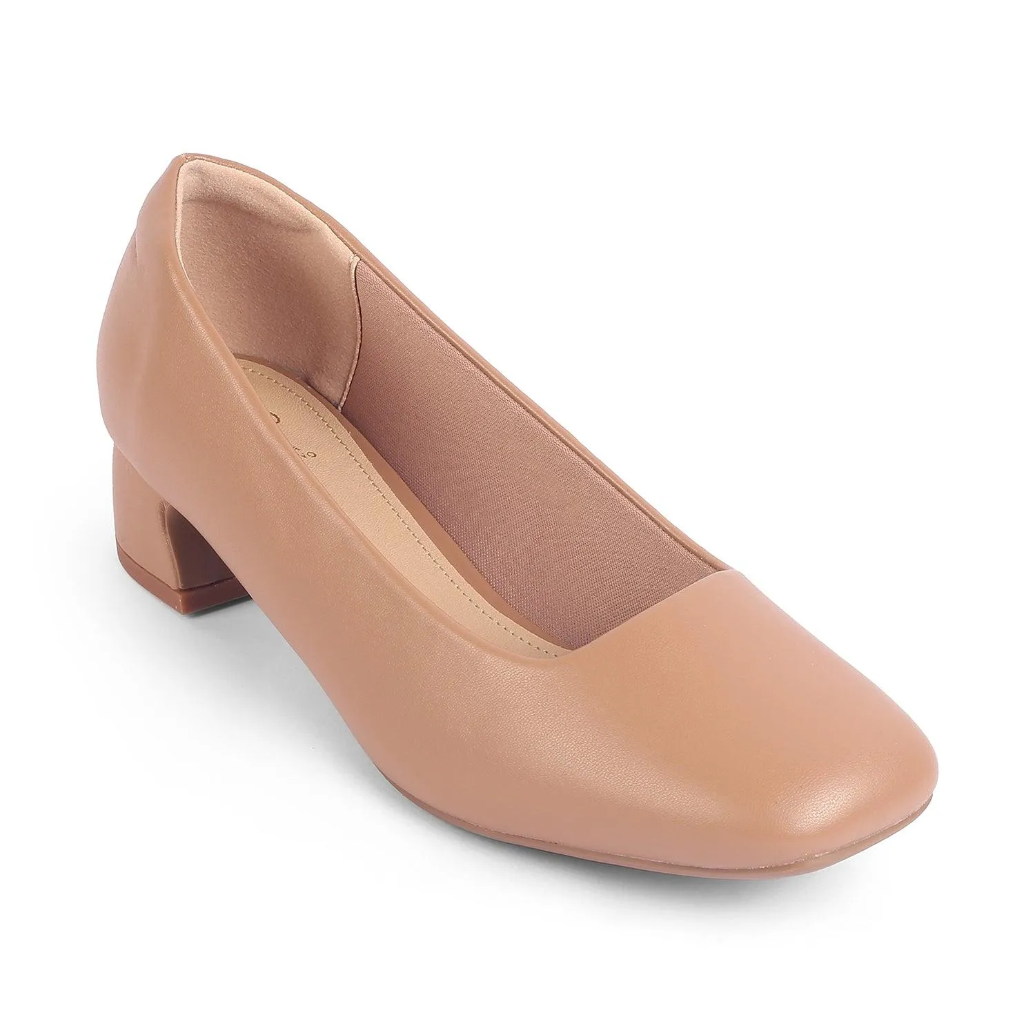 Tresmode Riyan Camel Women's Casual Block Heel Pumps